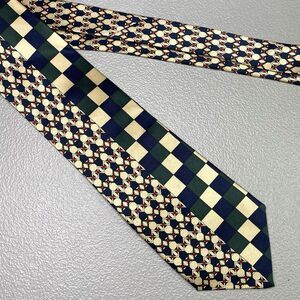 SINSABANG Pure Silk Mens Tie 58" Blue Green Multicolor Geometric Print